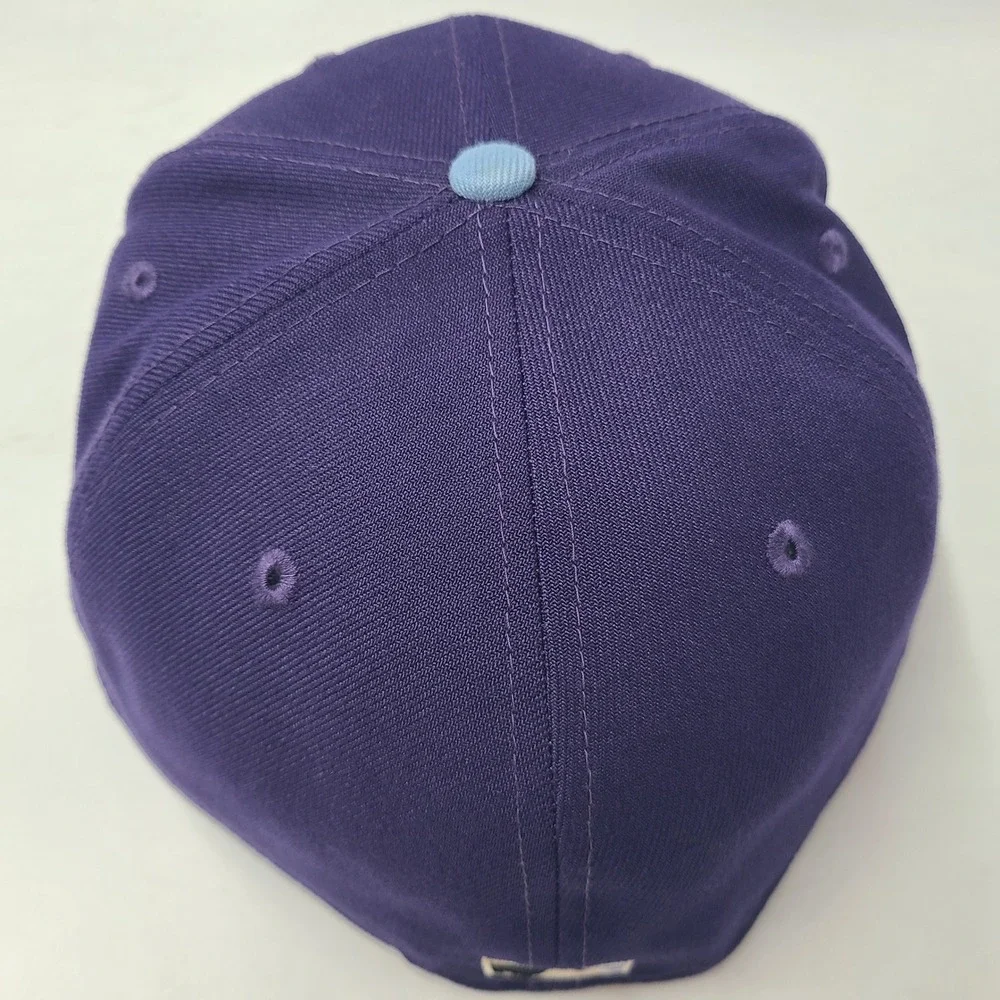 Chicago Cubs Hat Fitted 8 New Era 59Fifty Purple Blue MLB Wrigley Field Patch